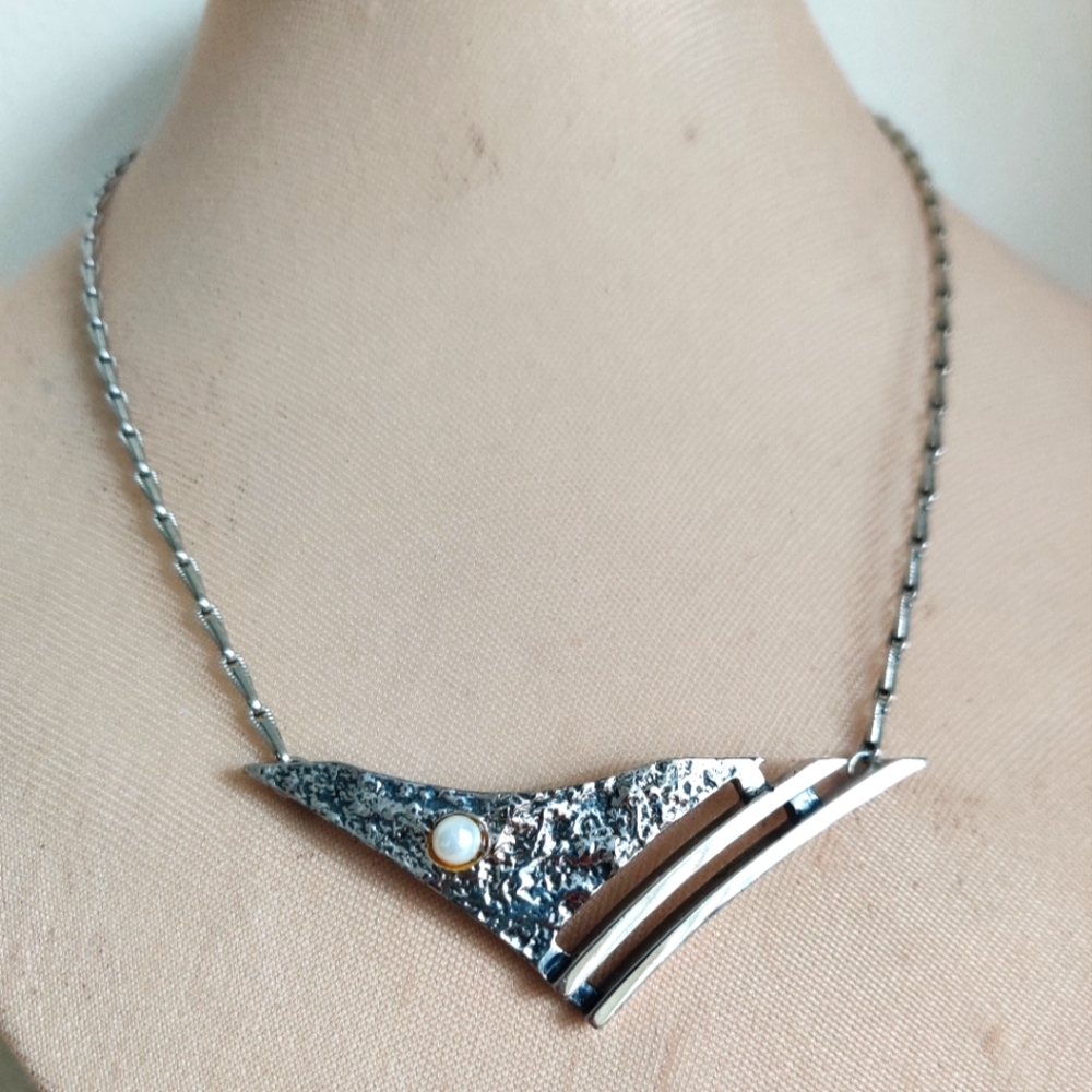 Vintage Necklace "Salvador Dali" Eye Jean Claude Darveau QC Modernist Brutalist